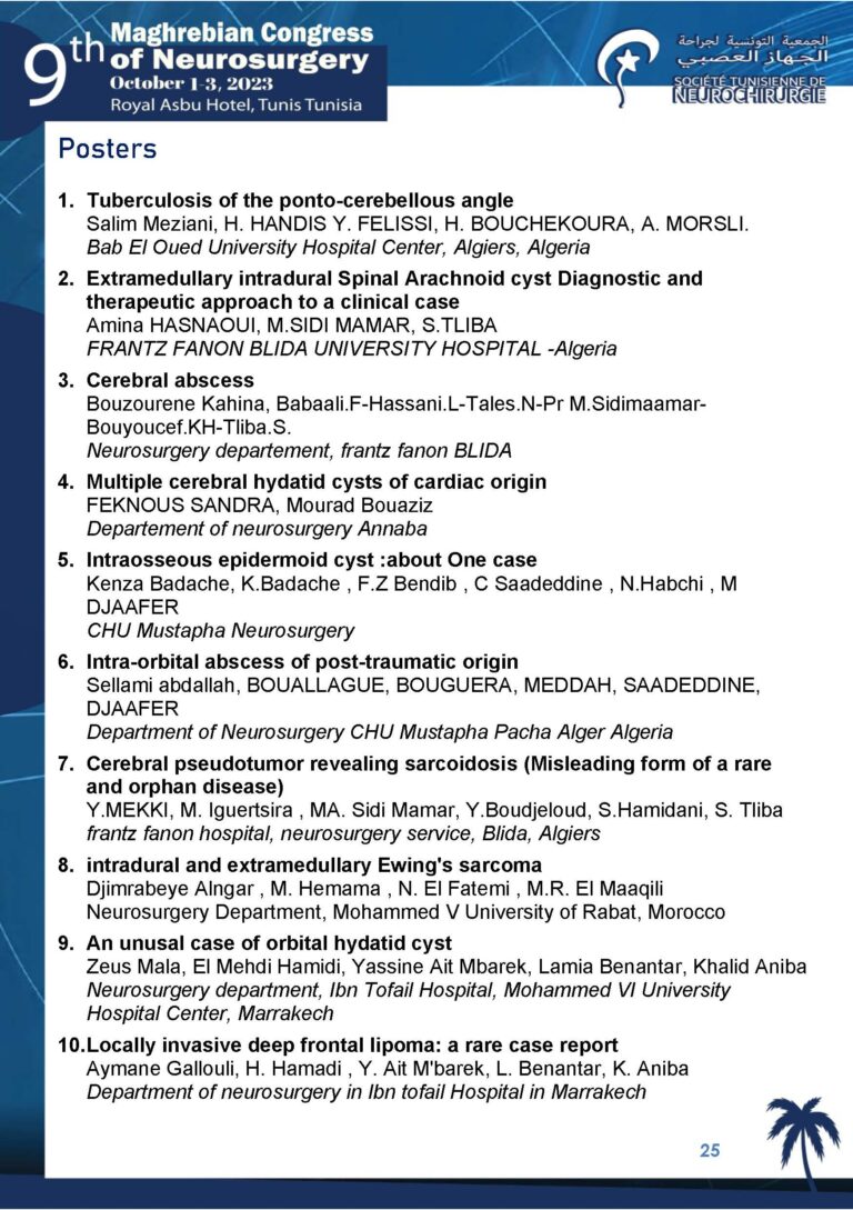 The 9th Maghrebian Congress of Neurosurgery-PROGRAMME 26