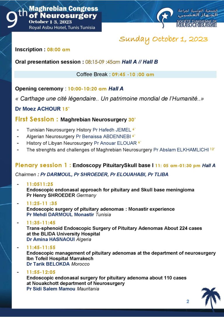 The 9th Maghrebian Congress of Neurosurgery-PROGRAMME 3