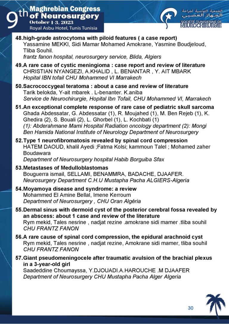 The 9th Maghrebian Congress of Neurosurgery-PROGRAMME 31