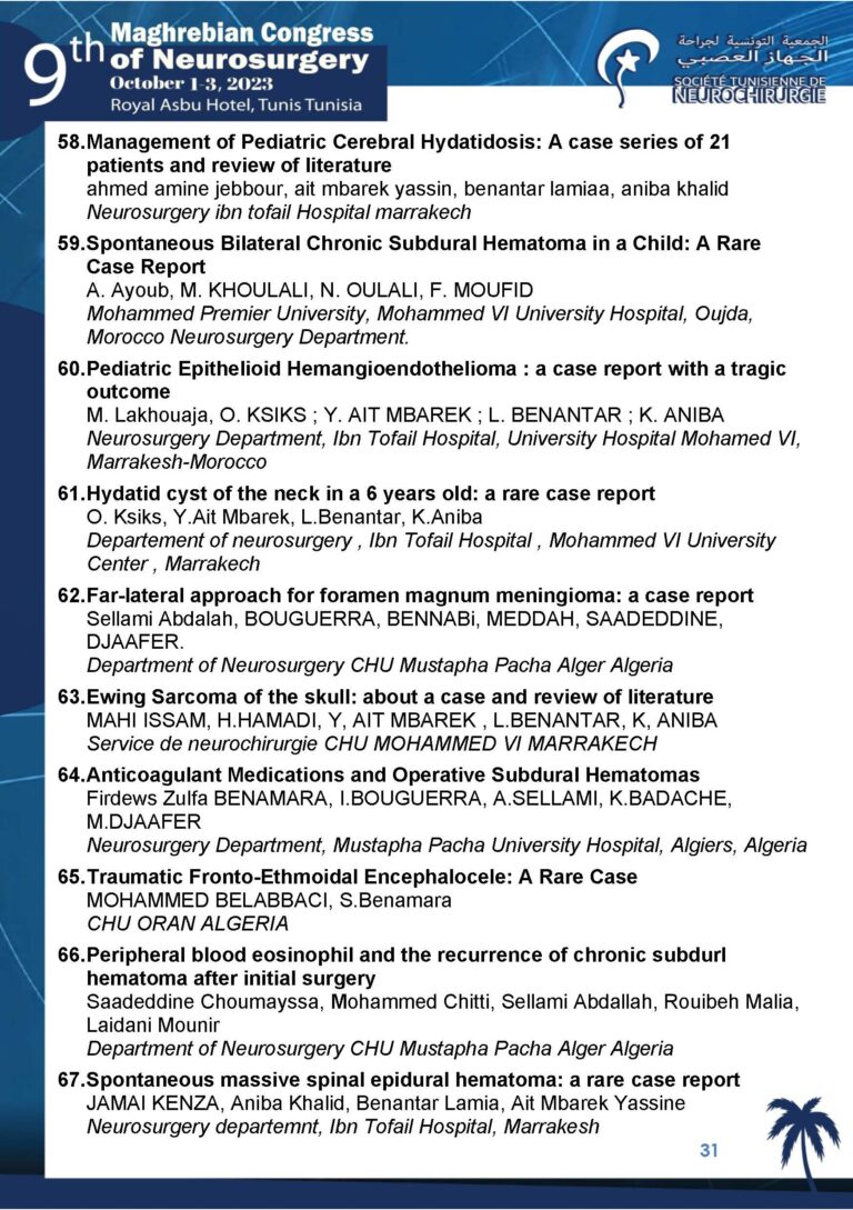 The 9th Maghrebian Congress of Neurosurgery-PROGRAMME 32