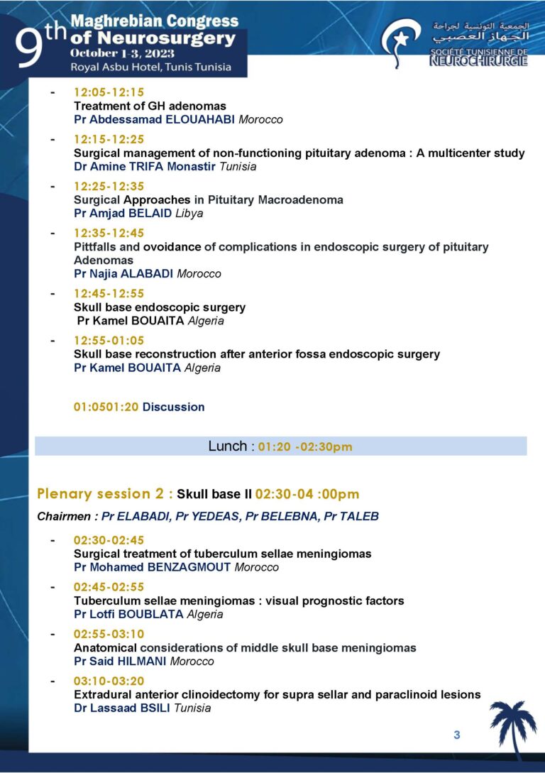 The 9th Maghrebian Congress of Neurosurgery-PROGRAMME 4